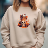 Pumpkin Spice Skull Halloween Crewneck Sweatshirt