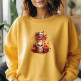 Pumpkin Spice Skull Halloween Crewneck Sweatshirt