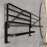 Wall Mounted Aluminum Folding Towel Rack - Matte Black