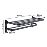 Wall Mounted Aluminum Folding Towel Rack - Matte Black