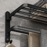Wall Mounted Aluminum Folding Towel Rack - Matte Black