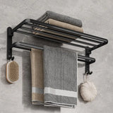 Wall Mounted Aluminum Folding Towel Rack - Matte Black
