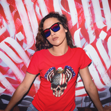 Skull and Eagle American Flag Colors Independence Day T-Shirt