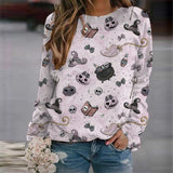 Women's Halloween Print Shirt Long Sleeve Sweatshirt