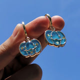 Trendy Colorful Pumpkin Halloween Fall Statement Hoop Earrings