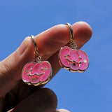 Trendy Colorful Pumpkin Halloween Fall Statement Hoop Earrings