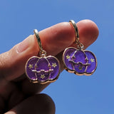 Trendy Colorful Pumpkin Halloween Fall Statement Hoop Earrings