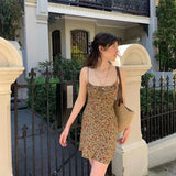 Women's Spaghetti Strap Floral Backless Party Dress