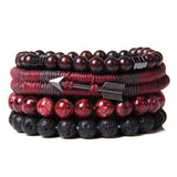 Multilayer Natural Stone Lava Beads Men's Bracelet
