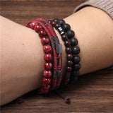 Multilayer Natural Stone Lava Beads Men's Bracelet