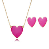 Fashion:  Heart Pendant Necklace with Earrings Set