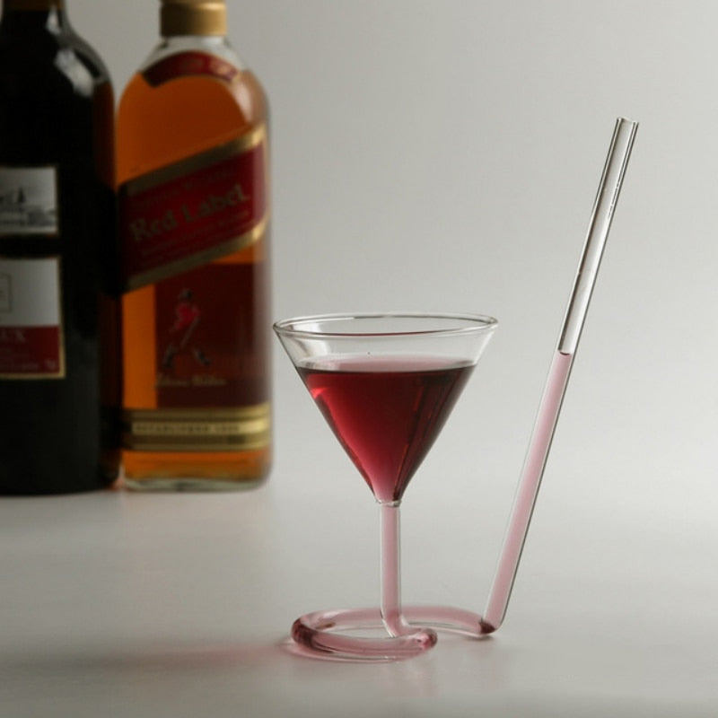 Wine Glass with Built-in Straw
