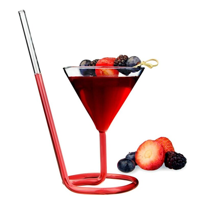 Cocktail Glass with Built In Spiral Straw (Buy 3 Get 1 Free