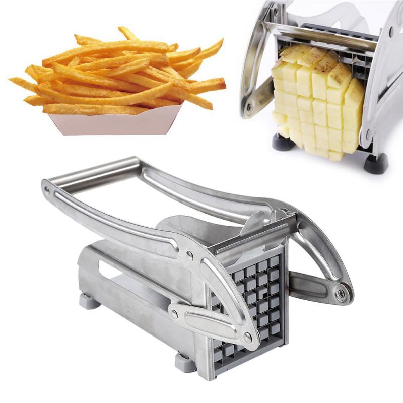 French Fry Cutter with 2 Blades, Professional Potato Cutter Stainless  Steel, Pot