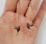Flight of Birds Long Chain Dangling Earrings