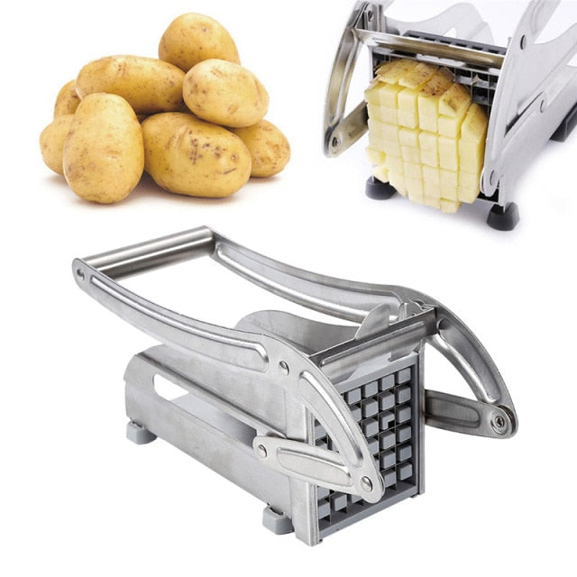 Solid Wood Potato French Fry Cutter Stainless Steel Kitchen