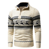 Men's Jacquard Half Zip Polo Sweater