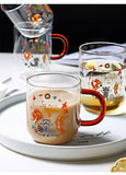 Cute Animals Glass Mug with Wooden Lid