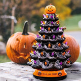Hand-Painted Black Ceramic Halloween Tree