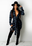 Plaid Print Button Up Long Sleeve Shirt Dress