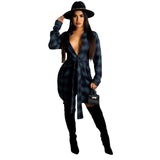 Plaid Print Button Up Long Sleeve Shirt Dress