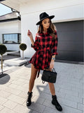 Long Sleeve Plaid Print Women's Dress