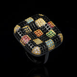 Women's Multicolored Square Ring