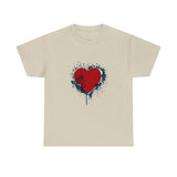 Blue, White and Red Heart Independence Day T-Shirt