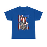 American Flag Skeleton Top Hat Independence T-Shirt