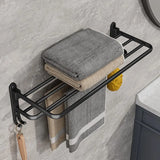 Wall Mounted Aluminum Folding Towel Rack - Matte Black