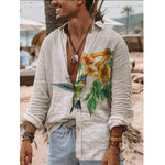 Tropical Linen Long Sleeve Summer Shirt