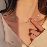 Women's Sparkling Gypsophila Adjustable Silver Necklace