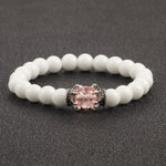 White Natural Stone Beads Crown Bracelet
