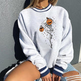 Women's Halloween Pumpkin Skull Print Sweatshirt