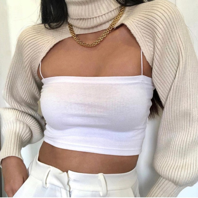 Long Sleeve Turtleneck Knitted Crop Top – Tonys Finest