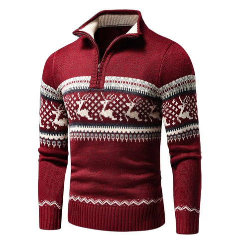 Men's Jacquard Half Zip Polo Sweater