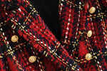 Women Spring Autumn Vintage Tweed Suit Jacket