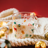 Christmas Snowflake Glass Mug With Handle