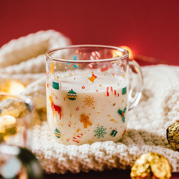 Christmas Snowflake Glass Mug With Handle – Tonys Finest