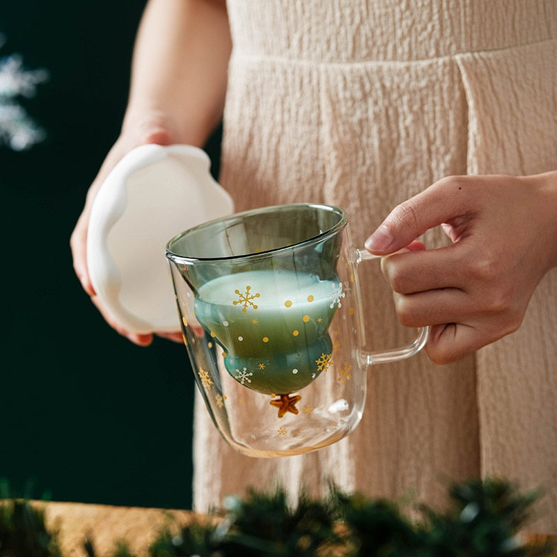 Christmas Snowflake Glass Mug With Handle – Tonys Finest