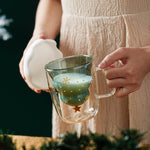 Christmas Glass Cup Mug with Lid