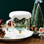 Christmas Glass Cup Mug with Lid